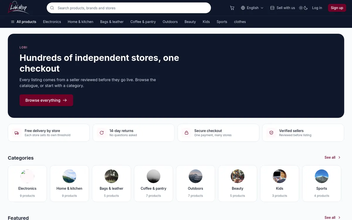A multi-country marketplace where independent vendors run their own stores and get paid out